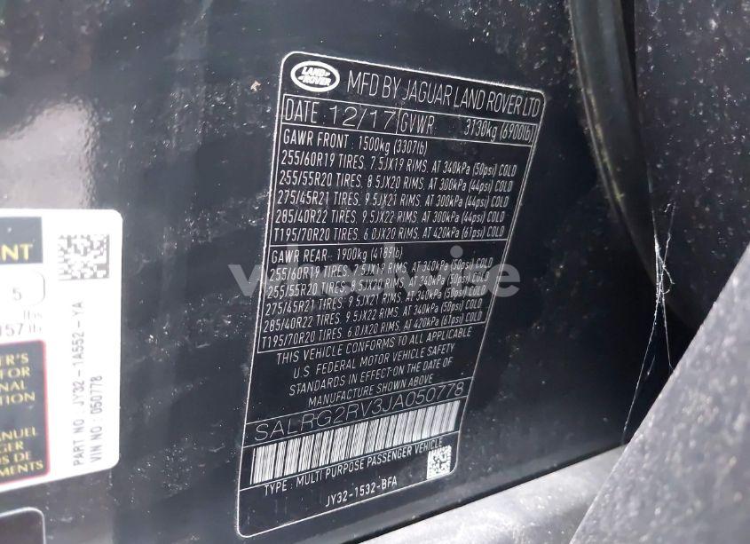 Photo 9 of 2018 Land Rover DISCOVERY SE (VIN SALRG2RV3JA050778)