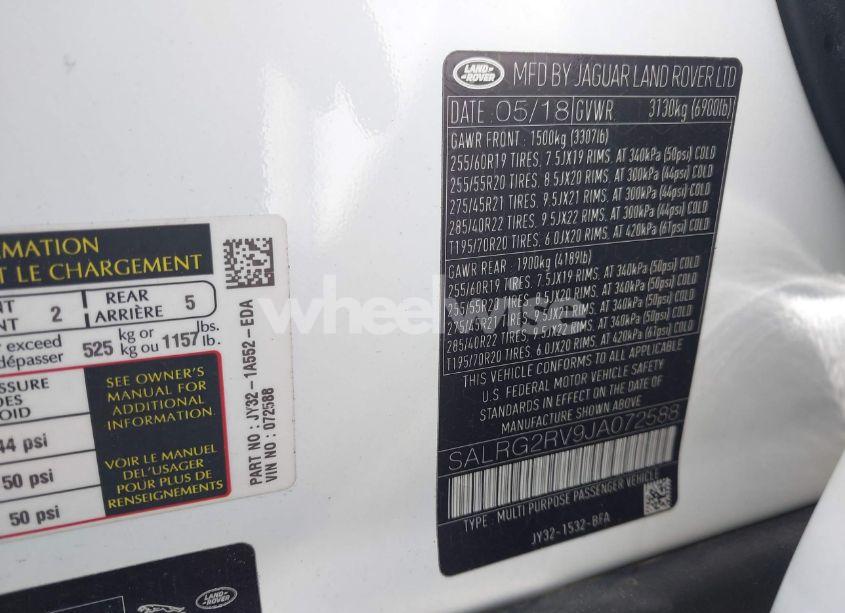 Photo 9 of 2018 Land Rover DISCOVERY SE (VIN SALRG2RV9JA072588)