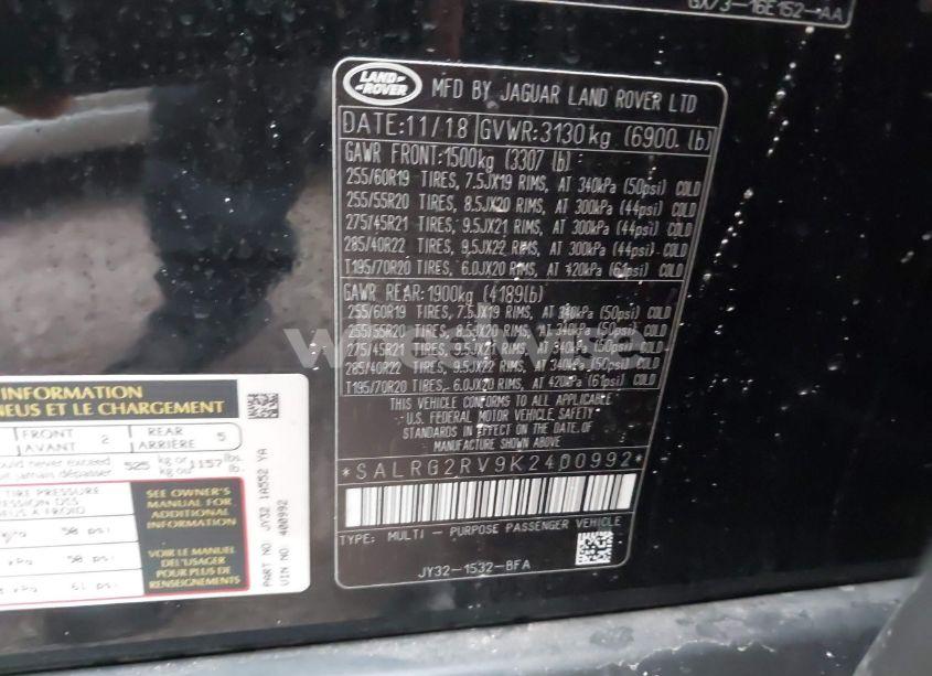 Photo 9 of 2019 Land Rover DISCOVERY SE (VIN SALRG2RV9K2400992)