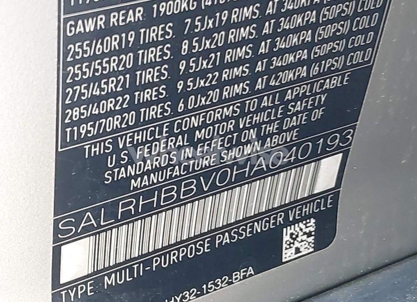 Photo 9 of 2017 Land Rover DISCOVERY HSE LUXURY (VIN SALRHBBV0HA040193)