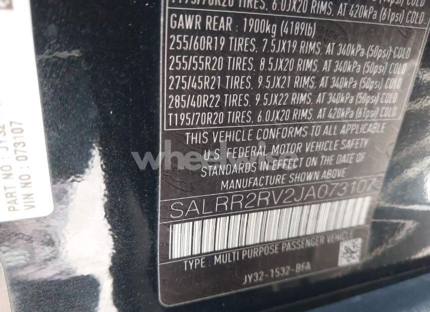 Photo 9 of 2018 Land Rover DISCOVERY HSE (VIN SALRR2RV2JA073107)