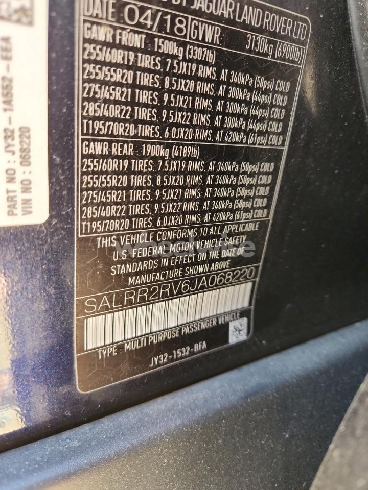 Photo 13 of 2018 LAND ROVER DISCOVERY HSE (VIN SALRR2RV6JA068220)