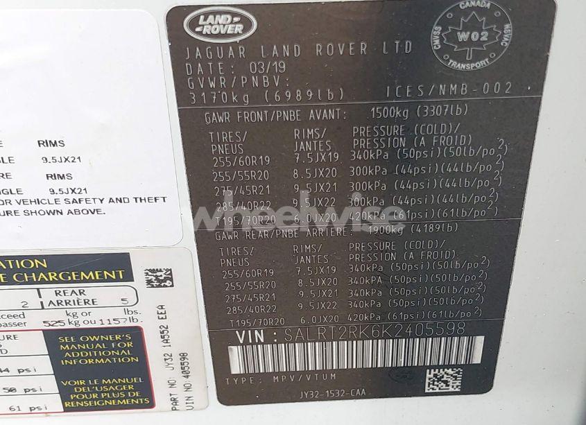 Photo 9 of 2019 Land Rover DISCOVERY HSE LUXURY (VIN SALRT2RK6K2405598)