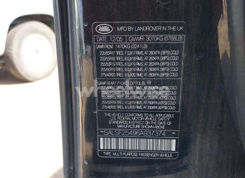 Photo 9 of 2006 Land Rover RANGE ROVER SPORT HSE (VIN SALSF25496A937374)