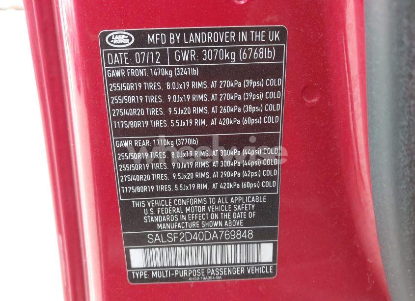 Photo 9 of 2013 Land Rover RANGE ROVER SPORT HSE (VIN SALSF2D40DA769848)