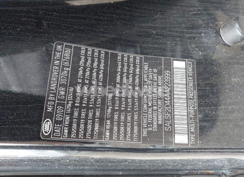 Photo 9 of 2010 Land Rover RANGE ROVER SPORT HSE (VIN SALSF2D44AA223999)