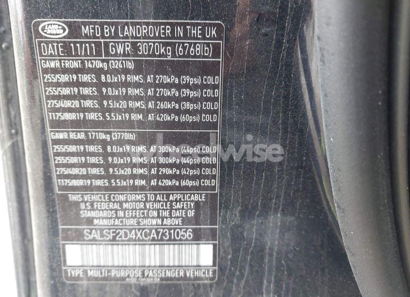Photo 9 of 2012 Land Rover RANGE ROVER SPORT HSE (VIN SALSF2D4XCA731056)