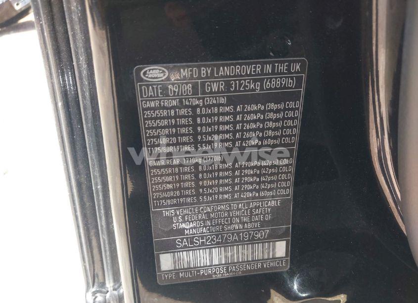 Photo 9 of 2009 Land Rover RANGE ROVER SPORT SUPERCHARGED (VIN SALSH23479A197907)