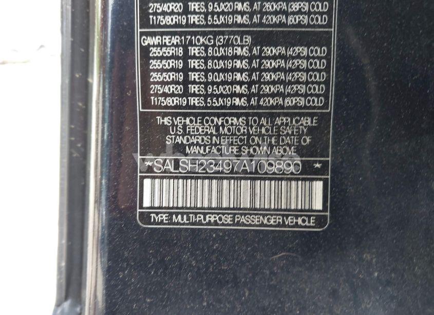 Photo 9 of 2007 Land Rover RANGE ROVER SPORT SUPERCHARGED (VIN SALSH23497A109890)