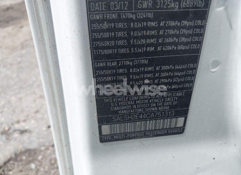 Photo 9 of 2012 Land Rover RANGE ROVER SPORT SUPERCHARGED (VIN SALSH2E44CA751313)