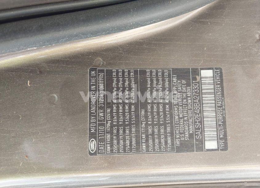 Photo 9 of 2011 Land Rover RANGE ROVER SPORT SUPERCHARGED (VIN SALSH2E48BA273301)