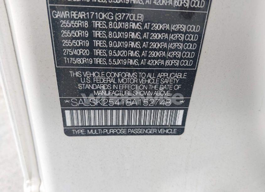 Photo 9 of 2008 Land Rover RANGE ROVER SPORT HSE (VIN SALSK25418A152748)