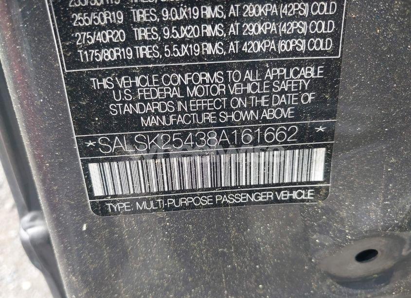 Photo 9 of 2008 Land Rover RANGE ROVER SPORT HSE (VIN SALSK25438A161662)