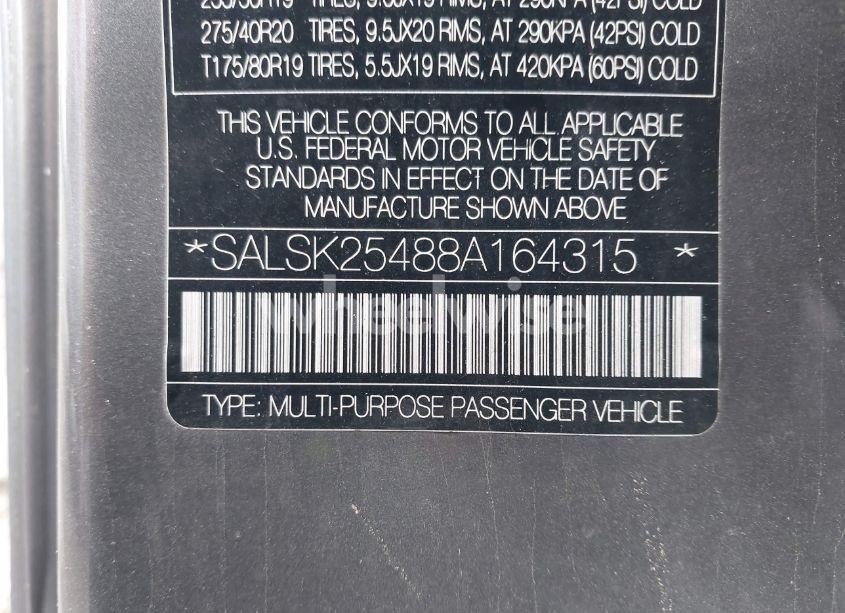 Photo 9 of 2008 Land Rover RANGE ROVER SPORT HSE (VIN SALSK25488A164315)