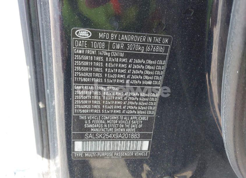 Photo 9 of 2009 Land Rover RANGE ROVER SPORT HSE (VIN SALSK254X9A201883)