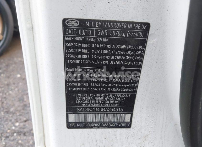 Photo 9 of 2011 Land Rover RANGE ROVER SPORT HSE (VIN SALSK2D40BA264515)