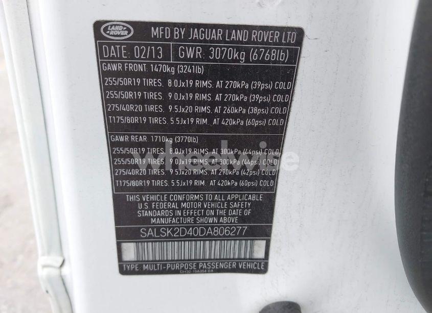 Photo 9 of 2013 Land Rover RANGE ROVER SPORT HSE (VIN SALSK2D40DA806277)