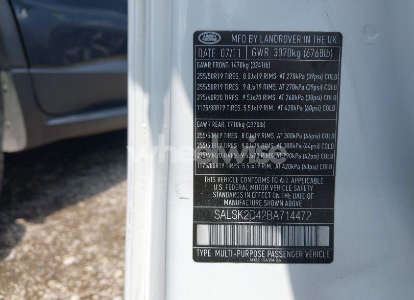 Photo 9 of 2011 Land Rover RANGE ROVER SPORT HSE (VIN SALSK2D42BA714472)