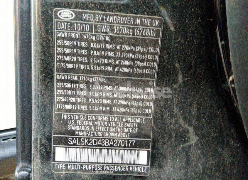 Photo 9 of 2011 Land Rover RANGE ROVER SPORT HSE (VIN SALSK2D43BA270177)