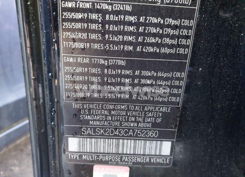 Photo 9 of 2012 Land Rover RANGE ROVER SPORT HSE (VIN SALSK2D43CA752360)