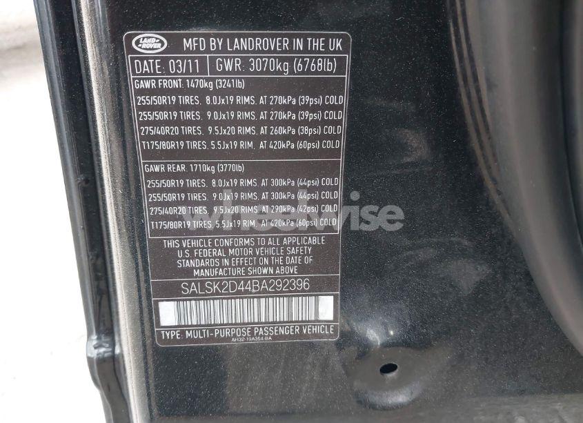 Photo 9 of 2011 Land Rover RANGE ROVER SPORT HSE (VIN SALSK2D44BA292396)