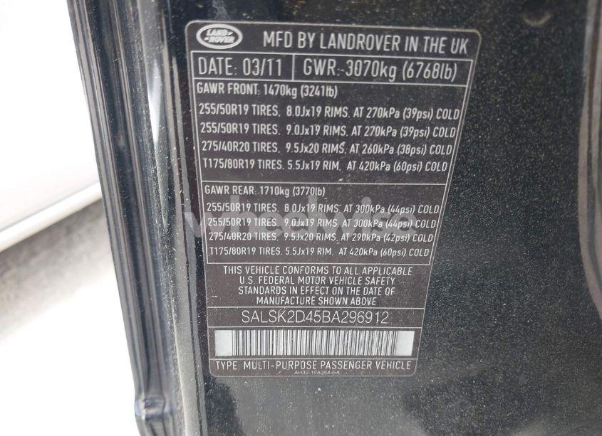 Photo 9 of 2011 Land Rover RANGE ROVER SPORT HSE (VIN SALSK2D45BA296912)