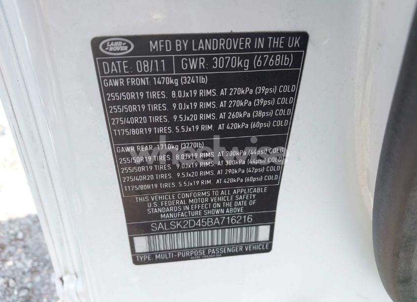 Photo 9 of 2011 Land Rover RANGE ROVER SPORT HSE (VIN SALSK2D45BA716216)