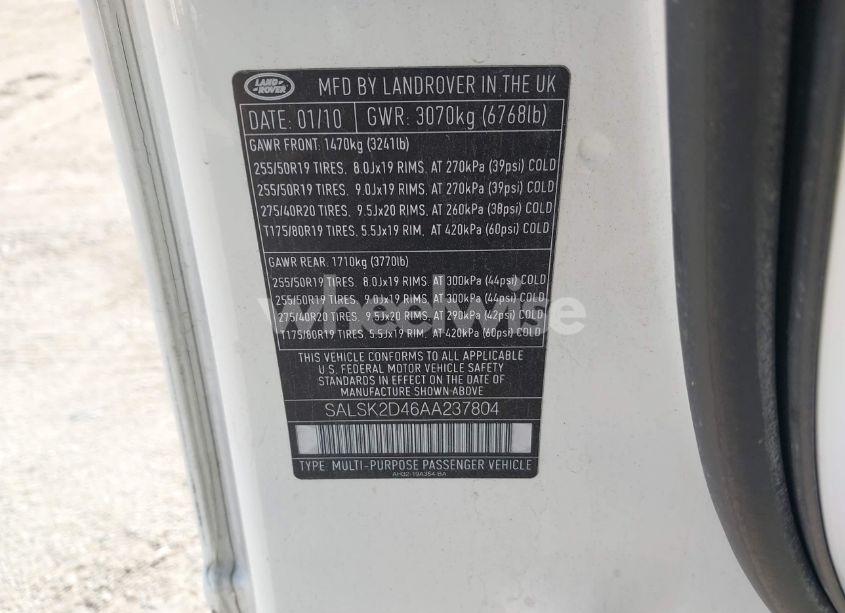 Photo 9 of 2010 Land Rover RANGE ROVER SPORT HSE (VIN SALSK2D46AA237804)