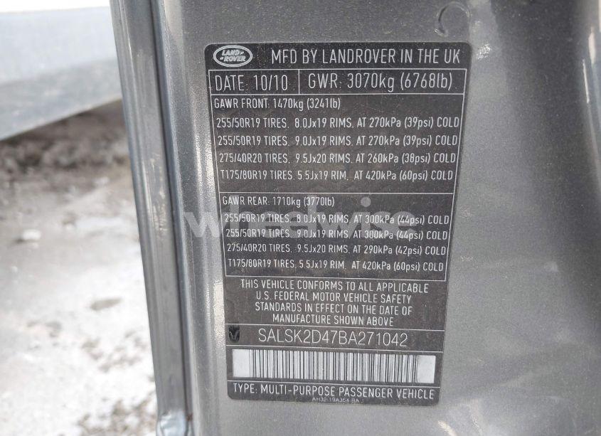 Photo 9 of 2011 Land Rover RANGE ROVER SPORT HSE (VIN SALSK2D47BA271042)