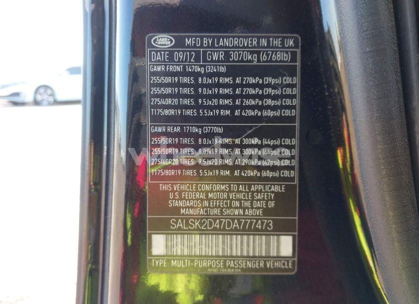 Photo 9 of 2013 Land Rover RANGE ROVER SPORT HSE (VIN SALSK2D47DA777473)