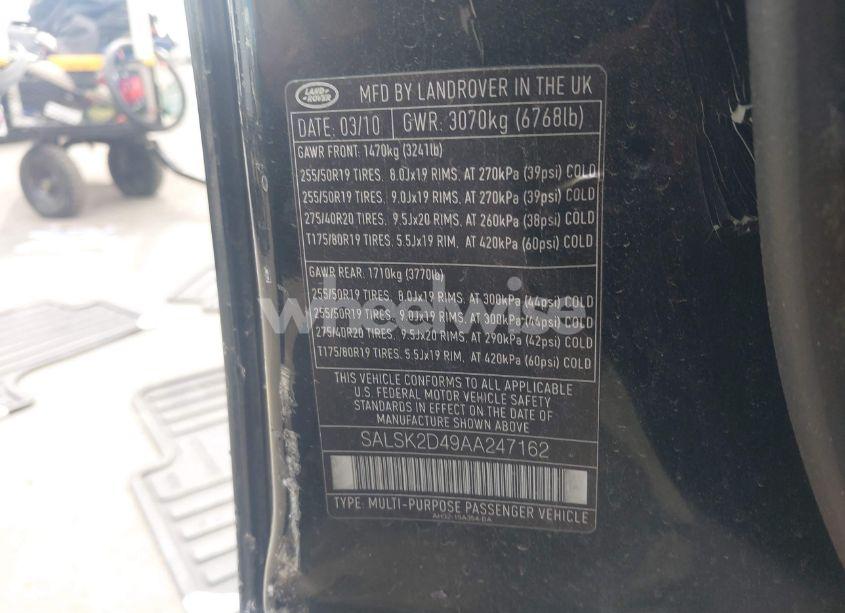 Photo 9 of 2010 Land Rover RANGE ROVER SPORT HSE (VIN SALSK2D49AA247162)