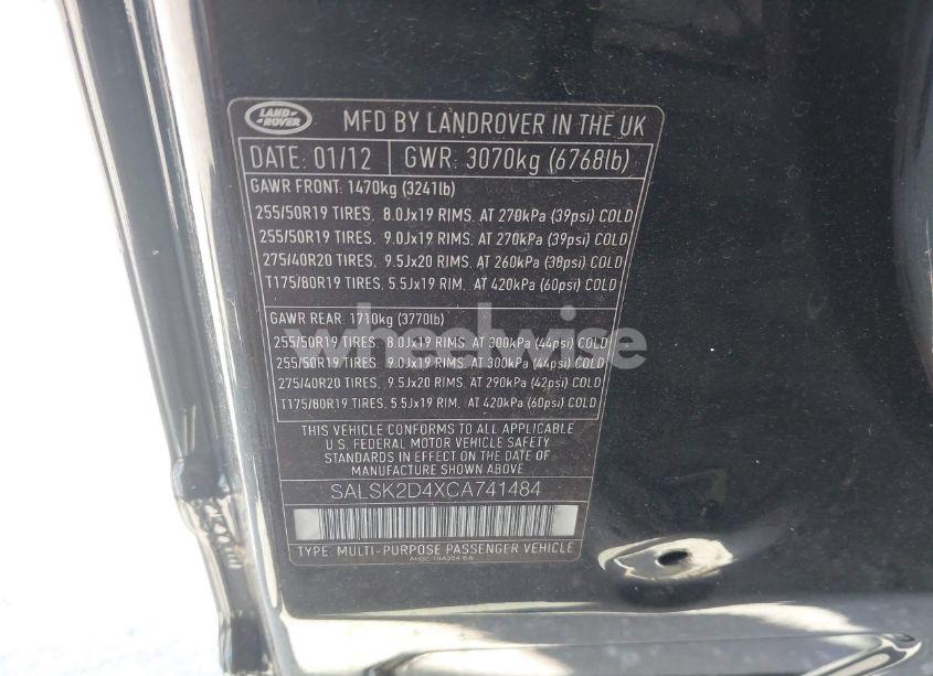 Photo 9 of 2012 Land Rover RANGE ROVER SPORT HSE (VIN SALSK2D4XCA741484)