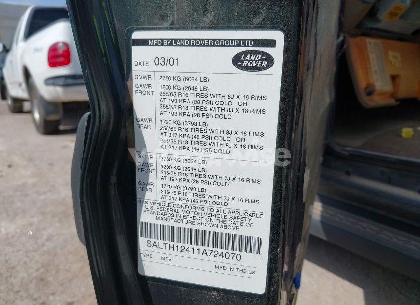 Photo 9 of 2001 Land Rover DISCOVERY SERIES II (VIN SALTH12411A724070)