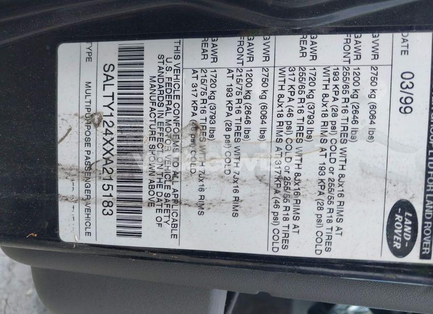 Photo 9 of 1999 Land Rover DISCOVERY SERIES II (VIN SALTY124XXA215183)