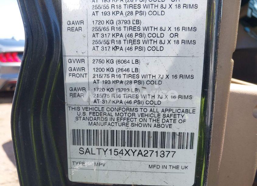 Photo 9 of 2000 Land Rover DISCOVERY SERIES II CLOTH/SERIES II LEATHER (VIN SALTY154XYA271377)