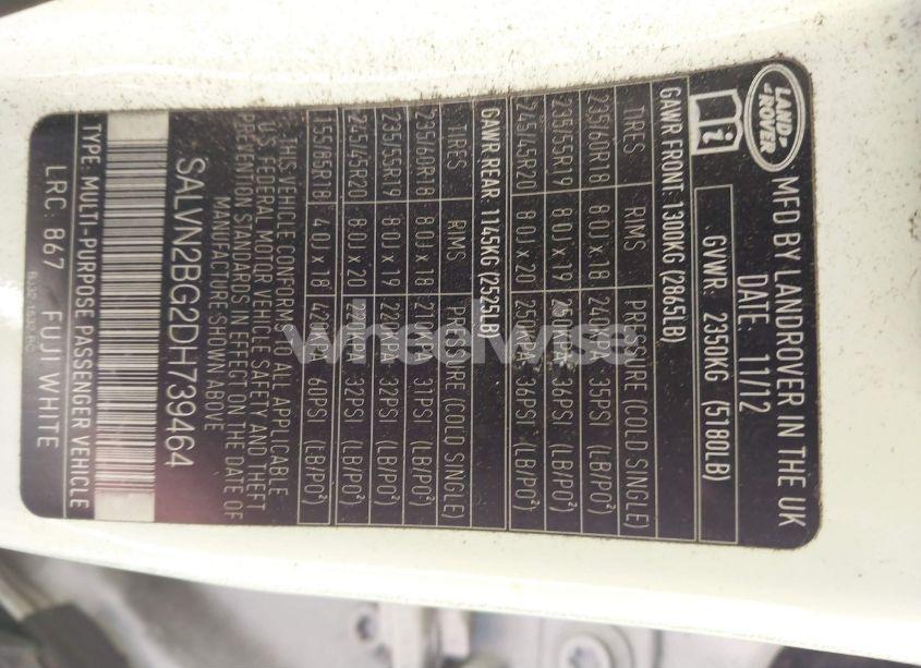 Photo 9 of 2013 Land Rover RANGE ROVER EVOQUE PURE (VIN SALVN2BG2DH739464)