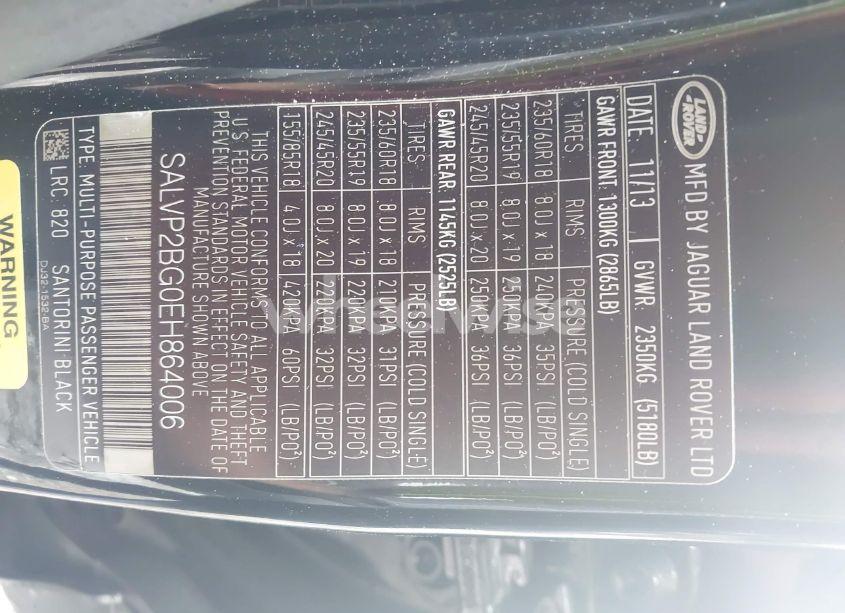 Photo 9 of 2014 Land Rover RANGE ROVER EVOQUE PURE (VIN SALVP2BG0EH864006)