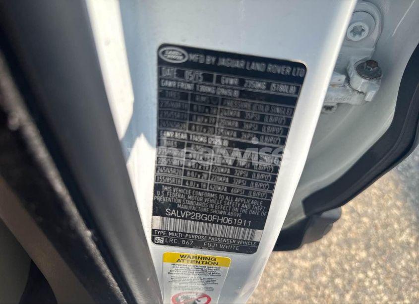 Photo 9 of 2015 Land Rover RANGE ROVER EVOQUE PURE PLUS (VIN SALVP2BG0FH061911)