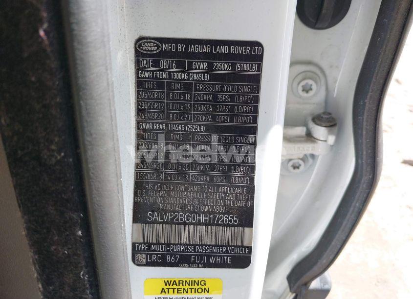 Photo 9 of 2017 Land Rover RANGE ROVER EVOQUE SE/SE PREMIUM (VIN SALVP2BG0HH172655)