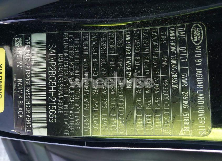 Photo 9 of 2017 Land Rover RANGE ROVER EVOQUE SE/SE PREMIUM (VIN SALVP2BG5HH215659)