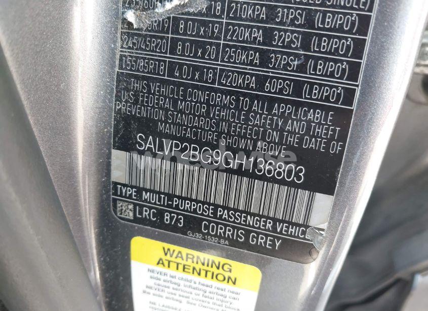 Photo 9 of 2016 Land Rover RANGE ROVER EVOQUE SE/SE PREMIUM (VIN SALVP2BG9GH136803)