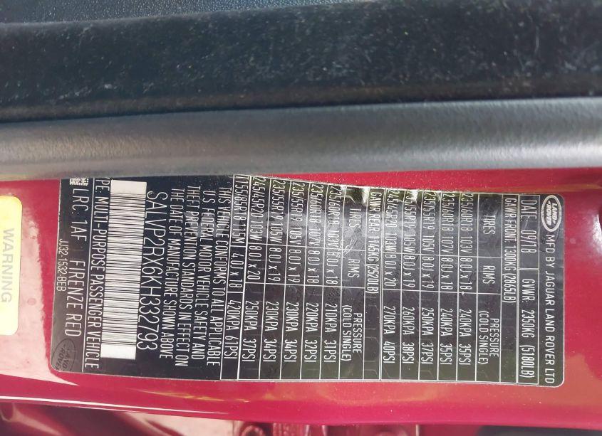 Photo 9 of 2019 Land Rover RANGE ROVER EVOQUE SE/SE PREMIUM (VIN SALVP2RX6KH332793)