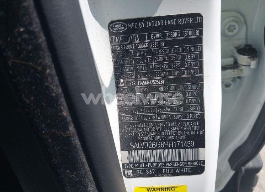 Photo 9 of 2017 Land Rover RANGE ROVER EVOQUE HSE (VIN SALVR2BG8HH171439)