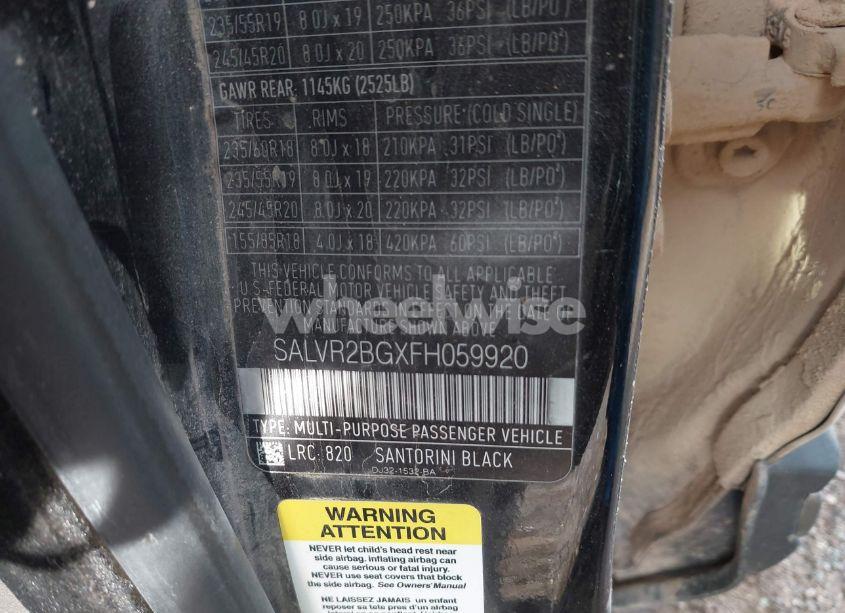 Photo 9 of 2015 Land Rover RANGE ROVER EVOQUE PURE (VIN SALVR2BGXFH059920)