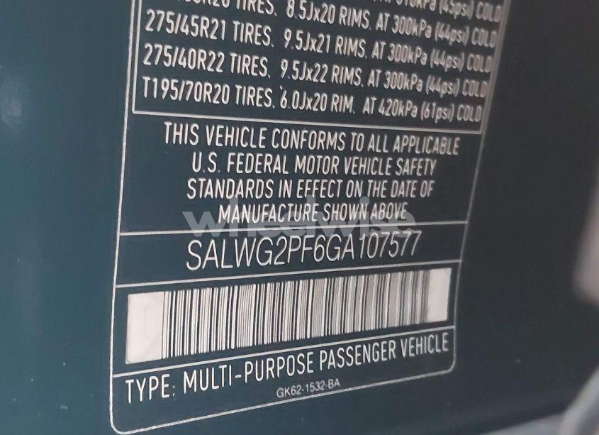 Photo 9 of 2016 Land Rover RANGE ROVER SPORT 3.0L V6 SUPERCHARGED SE (VIN SALWG2PF6GA107577)