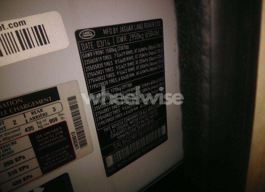 Photo 9 of 2014 Land Rover RANGE ROVER SPORT 3.0L V6 SUPERCHARGED HSE/3.0L V6 SUPERCHARGED SE (VIN SALWG2WF5EA359013)