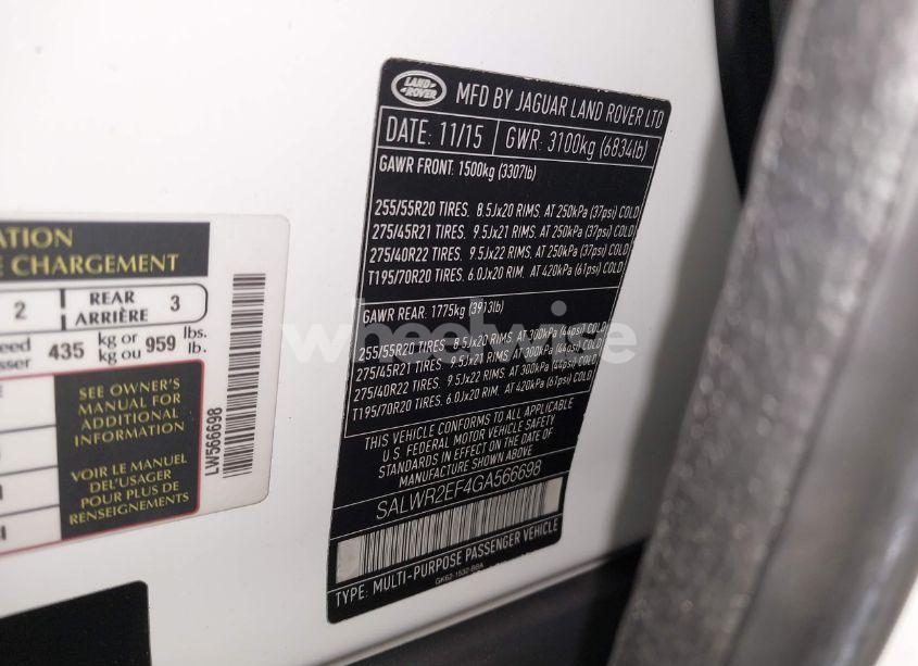 Photo 9 of 2016 Land Rover RANGE ROVER SPORT 5.0L V8 SUPERCHARGED/5.0L V8 SUPERCHARGED DYNAMIC (VIN SALWR2EF4GA566698)