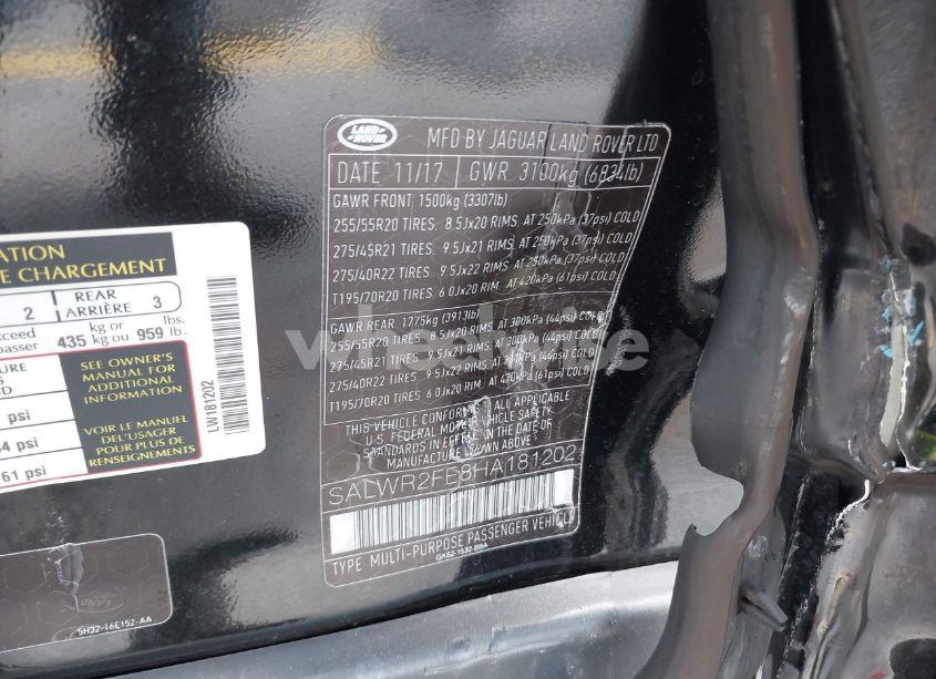 Photo 9 of 2017 Land Rover RANGE ROVER SPORT 5.0L V8 SUPERCHARGED/5.0L V8 SUPERCHARGED DYNAMIC (VIN SALWR2FE8HA181202)