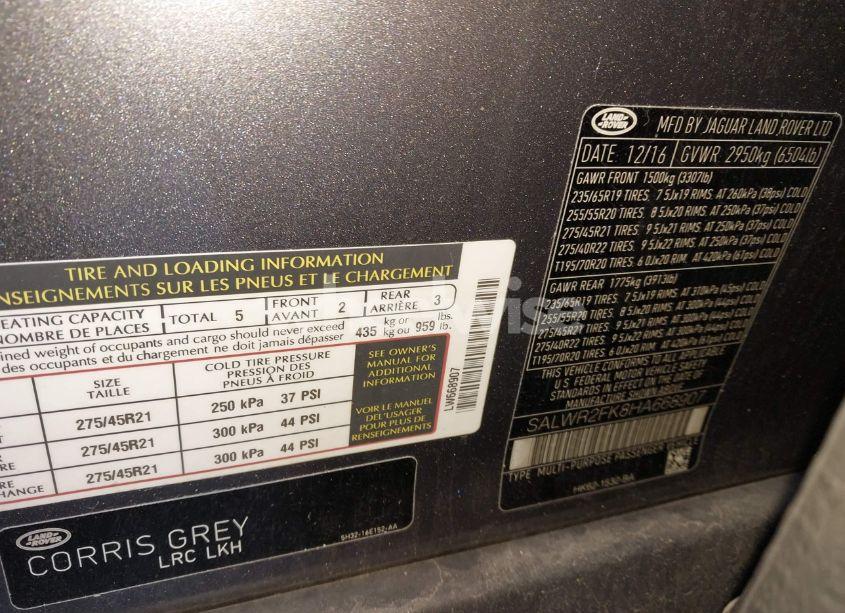 Photo 9 of 2017 Land Rover RANGE ROVER SPORT 3.0L V6 TURBOCHARGED DIESEL HSE TD6 (VIN SALWR2FK8HA668907)