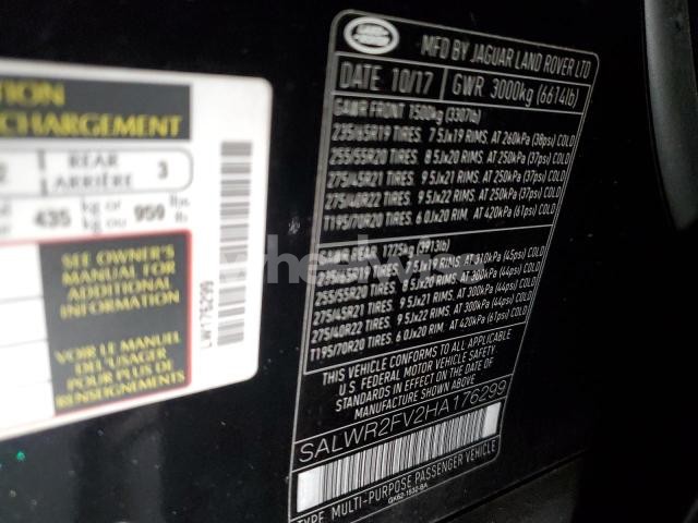 2017 LAND ROVER RANGE ROVER SPORT HSE (VIN SALWR2FV2HA176299) main photo